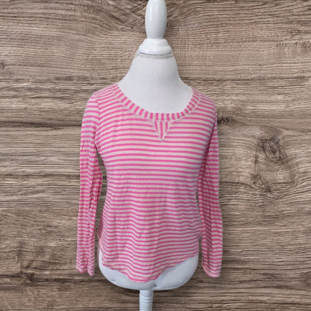 Pink and White Striped Long Sleeve Top Sz M